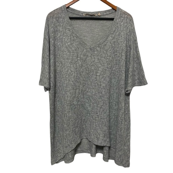 Soft Surroundings Open Knit Short Sleeve Oversized Sweater Womens XL Tunic Gray - Picture 2 of 10
